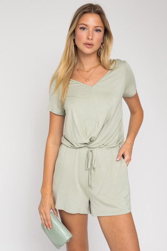 Cassidy V-Neck Front Overlap Romper