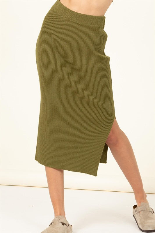 Fiona High-Waist Ribbed Midi Skirt