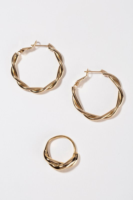 Ripple ring and earring set